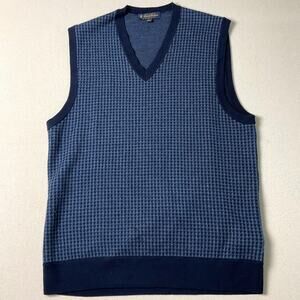 Brooks Brothers Extra Fine Mens Size L Blue Wool Classic Sweater Vest